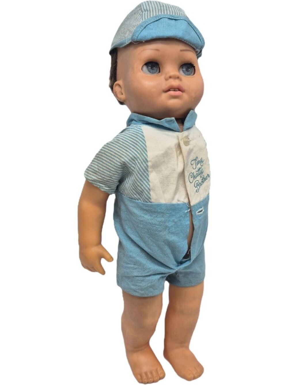 Vintage 1962 Mattel Tiny Chatty Brother Doll Original Outfit 15" Creepy 60s